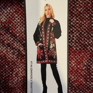 MAXSPORT Women’s Floral Patterned Knee Length Sweater Coat